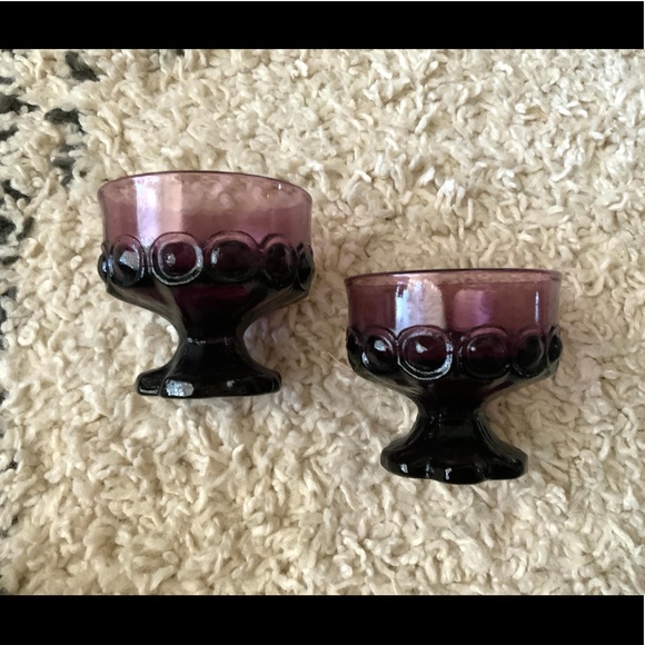 ✨SOLD✨Tiffin Glass Franciscan Plum Madeira Dessert Dishs - Picture 1 of 9